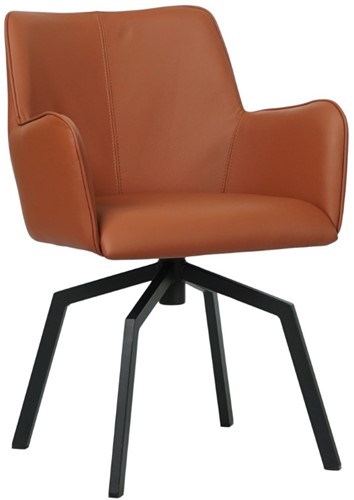 Leren eetkamerstoel Jazz - draaipoot vierkant frame - Toledo Natur (cognac)