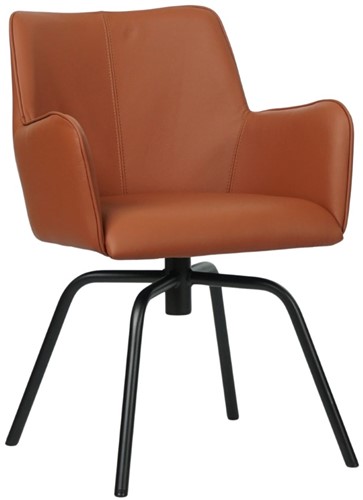 Leren eetkamerstoel Jazz - draaipoot rond frame - Toledo Moss (bruin/groen)