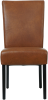 Set van 4 Cognac leren eetkamerstoelen Just met houten poten - Granada leer Savannah-2
