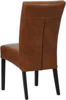 Set van 6 cognac leren eetkamerstoelen Just met houten poten - Granada leer Savannah-3