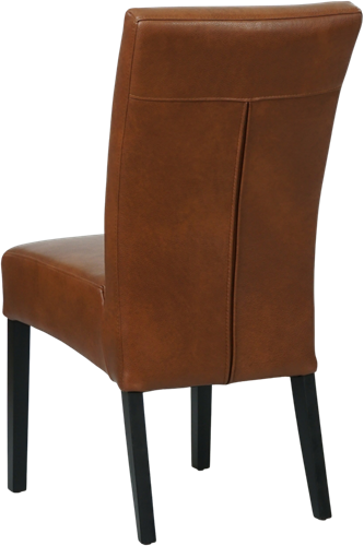 Set van 6 cognac leren eetkamerstoelen Just met houten poten - Granada leer Savannah-3