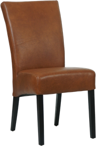 Set van 4 Cognac leren eetkamerstoelen Just met houten poten - Granada leer Savannah