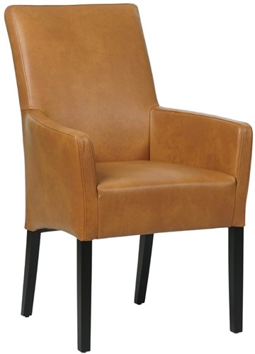 Leren eetkamerstoel Just - met armleuning - Kenia Leer Walnut
