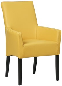Gele leren landelijke eetkamerstoel Just - Toledo Leer Giallo (geel leer)