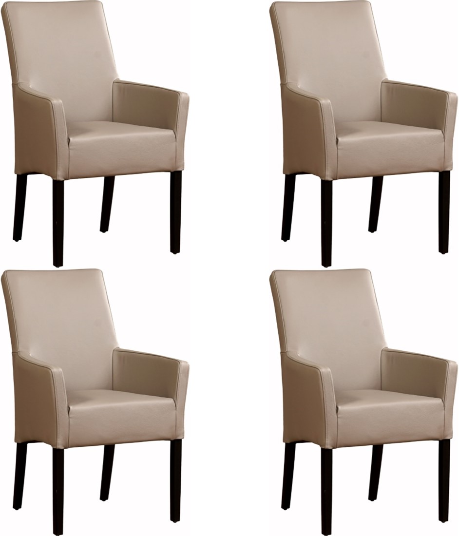 Leren - met armleuning - set van 4 stoelen