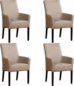 Set van 4 Leren eetkamerstoelen Just - met armleuning