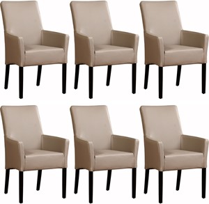 Set van 6 Leren eetkamerstoelen Just - met armleuning