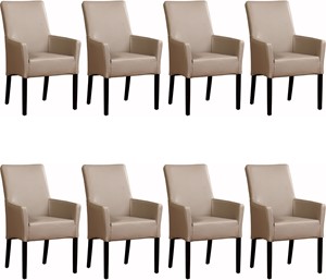 Set van 8 Leren eetkamerstoelen Just - met armleuning