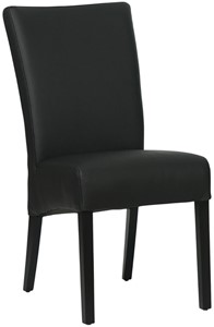 Zwarte leren landelijke eetkamerstoel Just - Hermes Leer Nero (zwart leer)