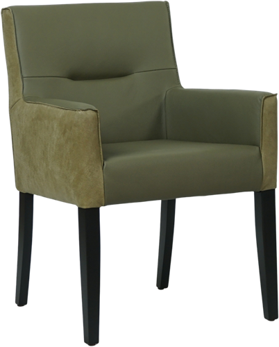 Leren eetkamerstoel Look Duo - met houten zwarte poten - Kenia Olive en Toledo Olive