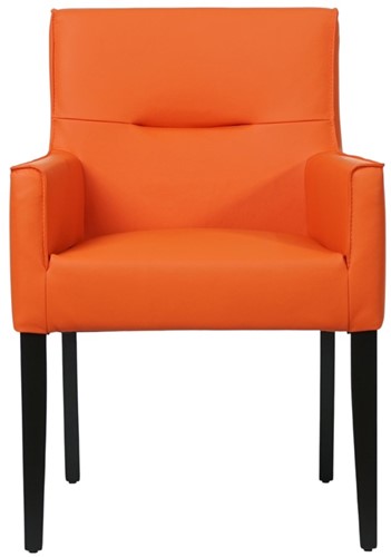Leren eetkamerstoel Look - met houten zwarte poten - Toledo Leer Orange - Kleur poot, zwart-2