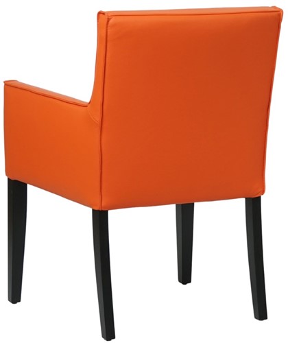 Leren eetkamerstoel Look - met houten zwarte poten - Toledo Leer Orange - Kleur poot, zwart-3