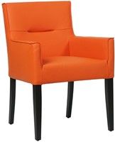 Leren eetkamerstoel Look - met houten zwarte poten - Toledo Leer Orange - Kleur poot, zwart