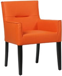 Leren eetkamerstoel Look - met houten zwarte poten - Toledo Leer Orange - Kleur poot, zwart