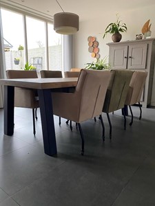Set van 6 leren eetkamerstoelen - met armleuning en wieltjes - verschillende kleuren leer - Echt leer, Modern, ontdek de vele Leersoorten en Kleuren bij ShopX