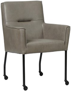 Grijze leren moderne eetkamerstoel Lucky - Granada leer Steel (grijs leer)