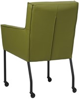 Leren eetkamerstoel Lucky - met wieltjes en armleuning - Toledo Leer Apple Green - Kleur poot, zwart - Skate wiel zwart-3