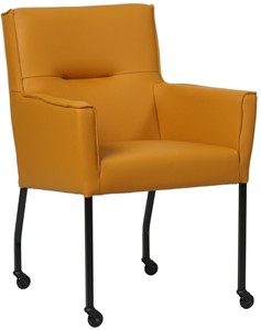 Gele leren moderne eetkamerstoel Lucky - Toledo Leer Leem (geel leer)