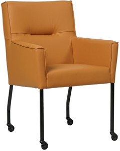 Lichtcognac leren moderne eetkamerstoel Lucky - Toledo Leer Sabbia (lichtcognac leer)