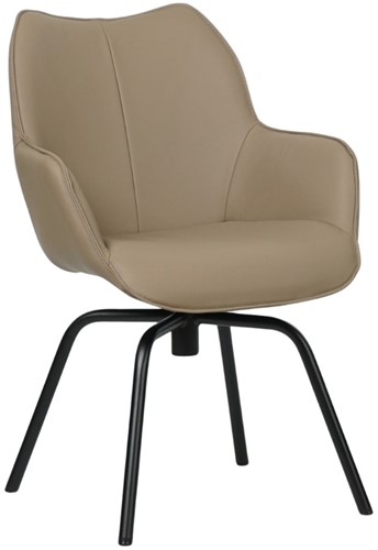 Leren eetkamerstoel Magic - draaipoot rond frame - Toledo Mocca (taupe/bruin)