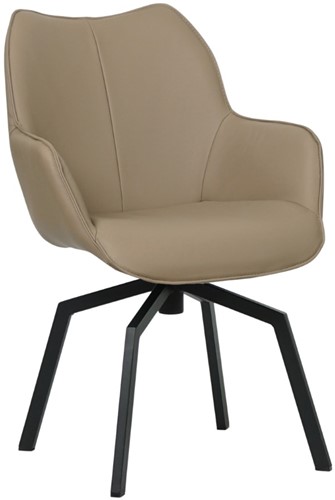 Leren eetkamerstoel Magic - draaipoot vierkant frame - Toledo Mocca (taupe/bruin)