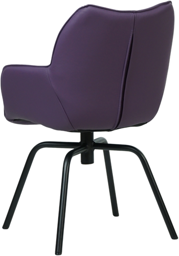 Leren eetkamerstoel Magic - draaipoot rond frame - Toledo Aubergine (paars)-3