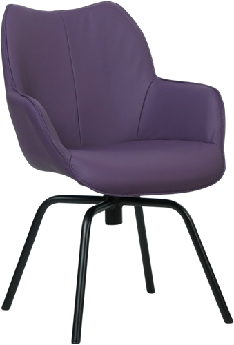 Leren eetkamerstoel Magic - draaipoot rond frame - Toledo Aubergine (paars)