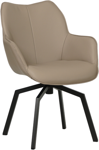 Leren eetkamerstoel Magic - draaipoot vierkant frame - Toledo Khaki (taupe/bruin)