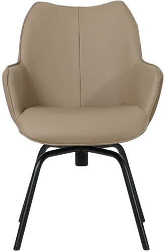 Leren eetkamerstoel Magic - draaipoot rond frame - Toledo Mocca (taupe/bruin)-2