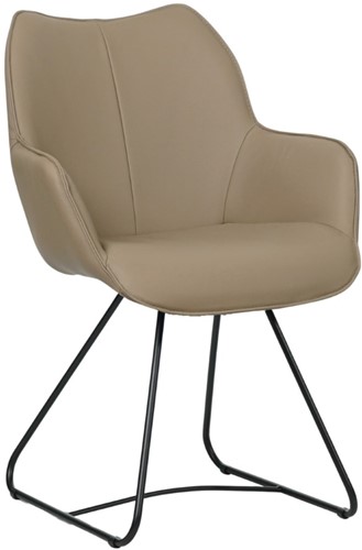 Leren eetkamerstoel Magic - U-slede - Toledo Mocca (taupe/bruin)