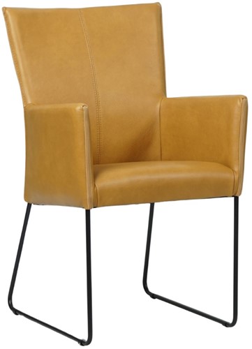 Leren eetkamerstoel Mate - met armleuning en design U-poot - Granada Amber