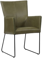Leren eetkamerstoel Mate - met armleuning en design U-poot - Granada leer Moss