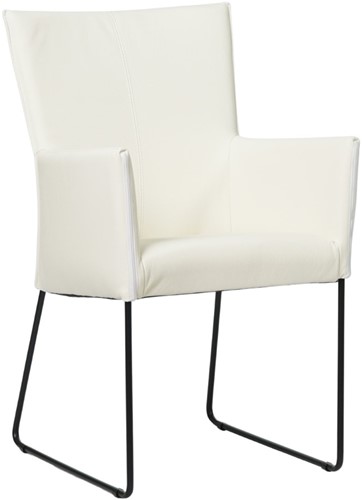 Leren eetkamerstoel Mate - met armleuning en design U-poot - Toledo Leer Bianco