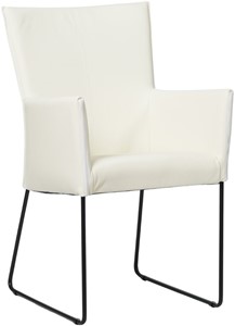 Gebroken witte leren industriële eetkamerstoel Mate - Hermes Leer Bianco (gebroken wit leer)