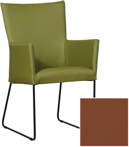 Set van 4 leren eetkamerstoel Mate - met armleuning en design U-poot - Toledo Leer Natur