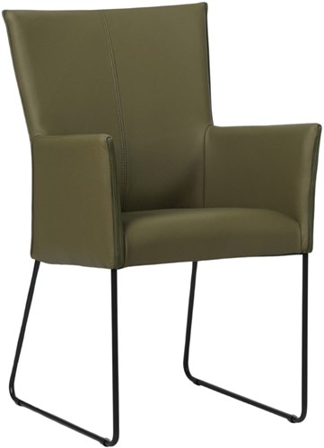 Leren eetkamerstoel Mate - met armleuning en design U-poot - Toledo leer Olive