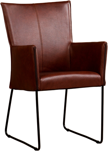 Leren eetkamerstoel Mate - met armleuning en design U-poot - Granada leer Cognac
