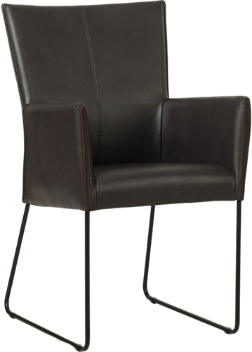 Leren eetkamerstoel Mate - met armleuning en design U-poot - Granada leer Ebony
