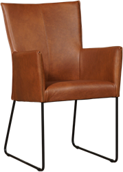 Leren eetkamerstoel Mate - met armleuning en design U-poot - Granada leer Savannah