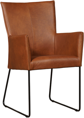 Leren eetkamerstoel Mate - met armleuning en design U-poot - Granada leer Savannah