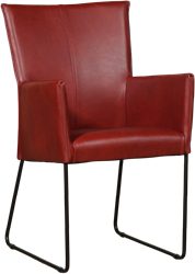 Leren eetkamerstoel Mate - met armleuning en design U-poot - Granada leer Rouge
