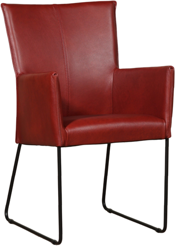 Leren eetkamerstoel Mate - met armleuning en design U-poot - Granada leer Rouge