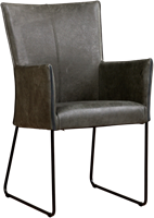 Leren eetkamerstoel Mate - met armleuning en design U-poot - Kenia Leer Antracite