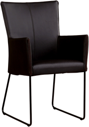 Leren eetkamerstoel Mate - met armleuning en design U-poot - Rancho Leer Moro