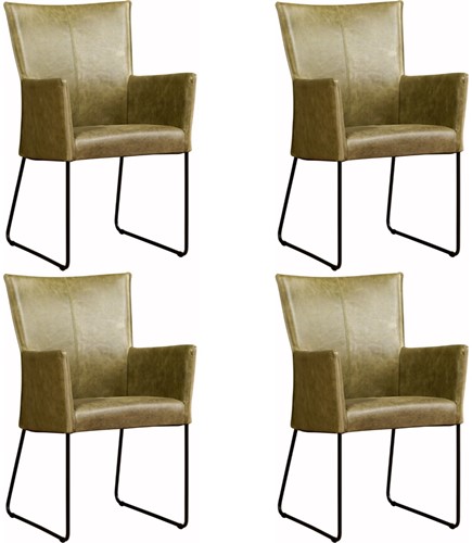 Leren eetkamerstoel Mate - met armleuning - set van 4 stoelen