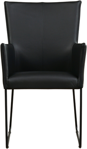 Leren eetkamerstoel Mate - met armleuning en design U-poot - Toledo Leer Nero-2