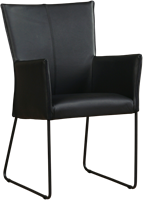Leren eetkamerstoel Mate - met armleuning en design U-poot - Toledo Leer Nero