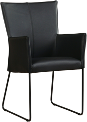 Leren eetkamerstoel Mate - met armleuning en design U-poot - Toledo Leer Nero