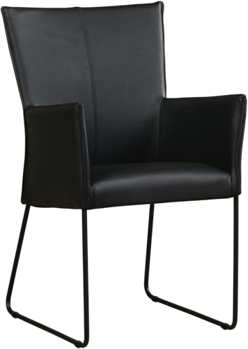 Leren eetkamerstoel Mate - met armleuning en design U-poot - Toledo Leer Nero
