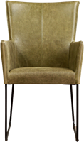 Leren eetkamerstoel Mate - met armleuning en design U-poot - Vintage Leer Olive-2